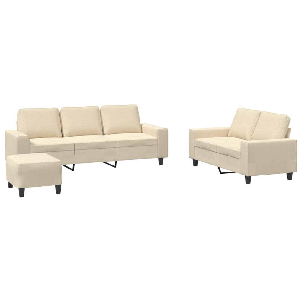 vidaXL 3-Piece Sofa Set Cream Fabric