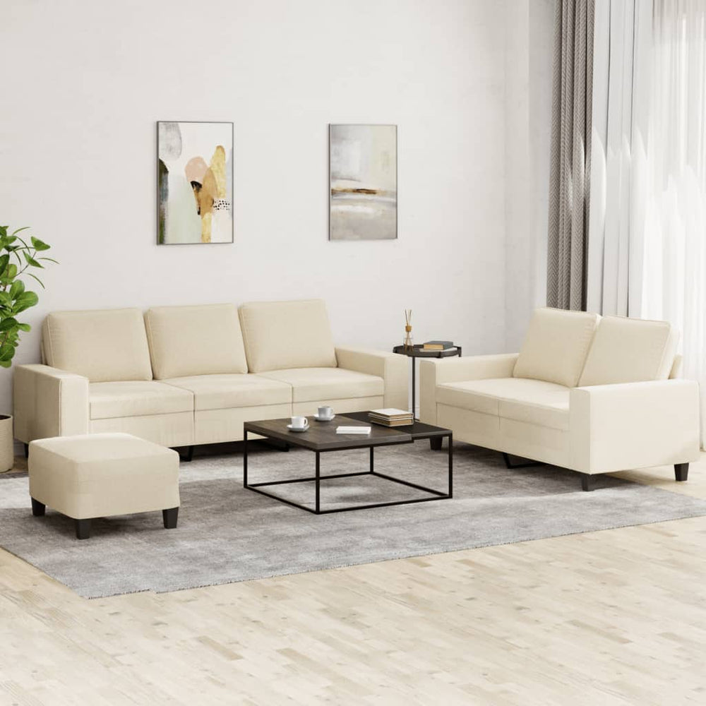 vidaXL 3-Piece Sofa Set Cream Fabric