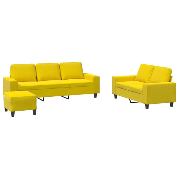 vidaXL 3-Piece Sofa Set Light Yellow Fabric