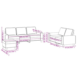 vidaXL 3-Piece Sofa Set Light Yellow Fabric