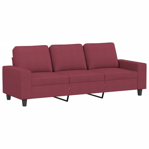 vidaXL 3-Piece Sofa Set Wine Red Fabric