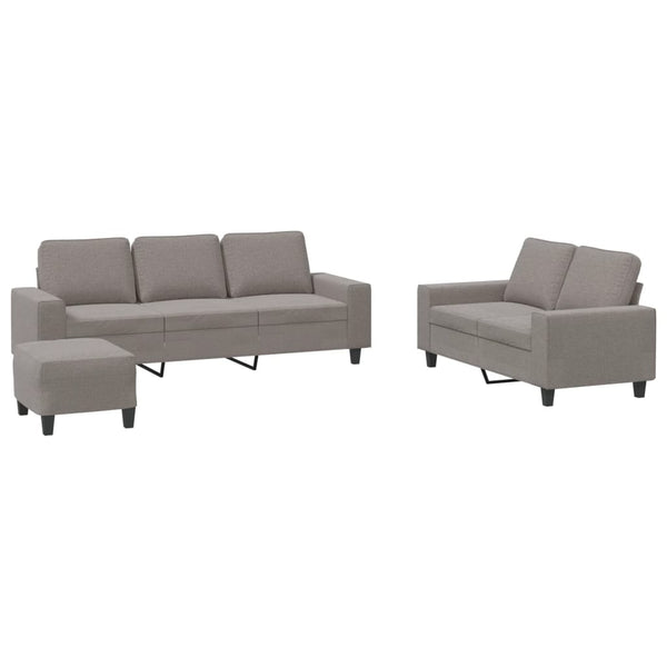 vidaXL 3-Piece Sofa Set Taupe Fabric