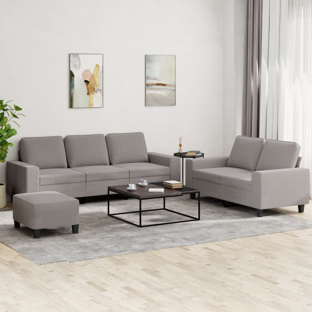 vidaXL 3-Piece Sofa Set Taupe Fabric