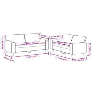 vidaXL 2-Piece Sofa Set Black Faux Leather