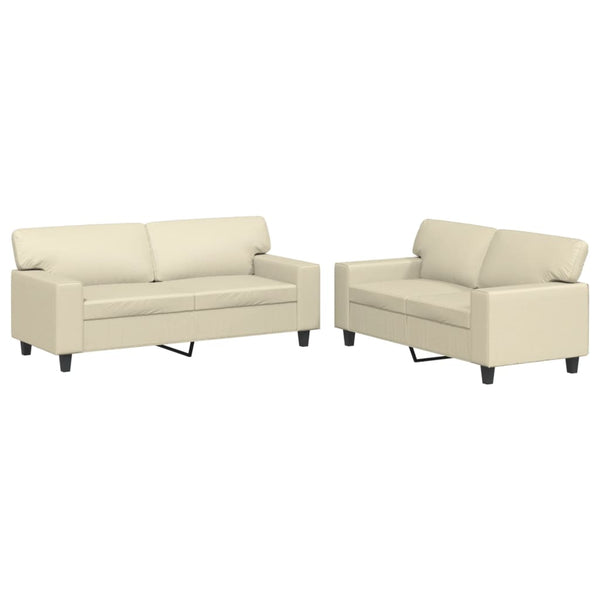vidaXL 2-Piece Sofa Set Cream Artificial Leather