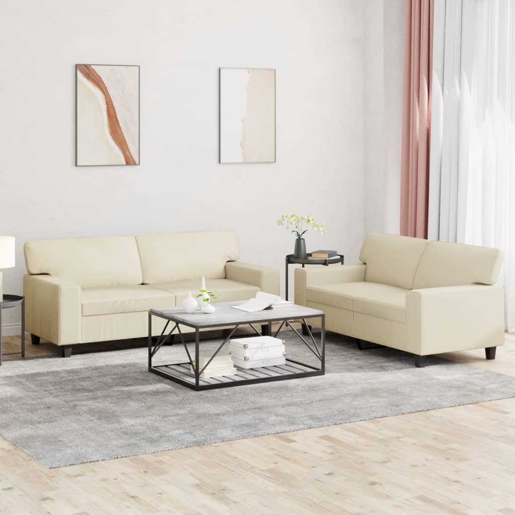 vidaXL 2-Piece Sofa Set Cream Artificial Leather