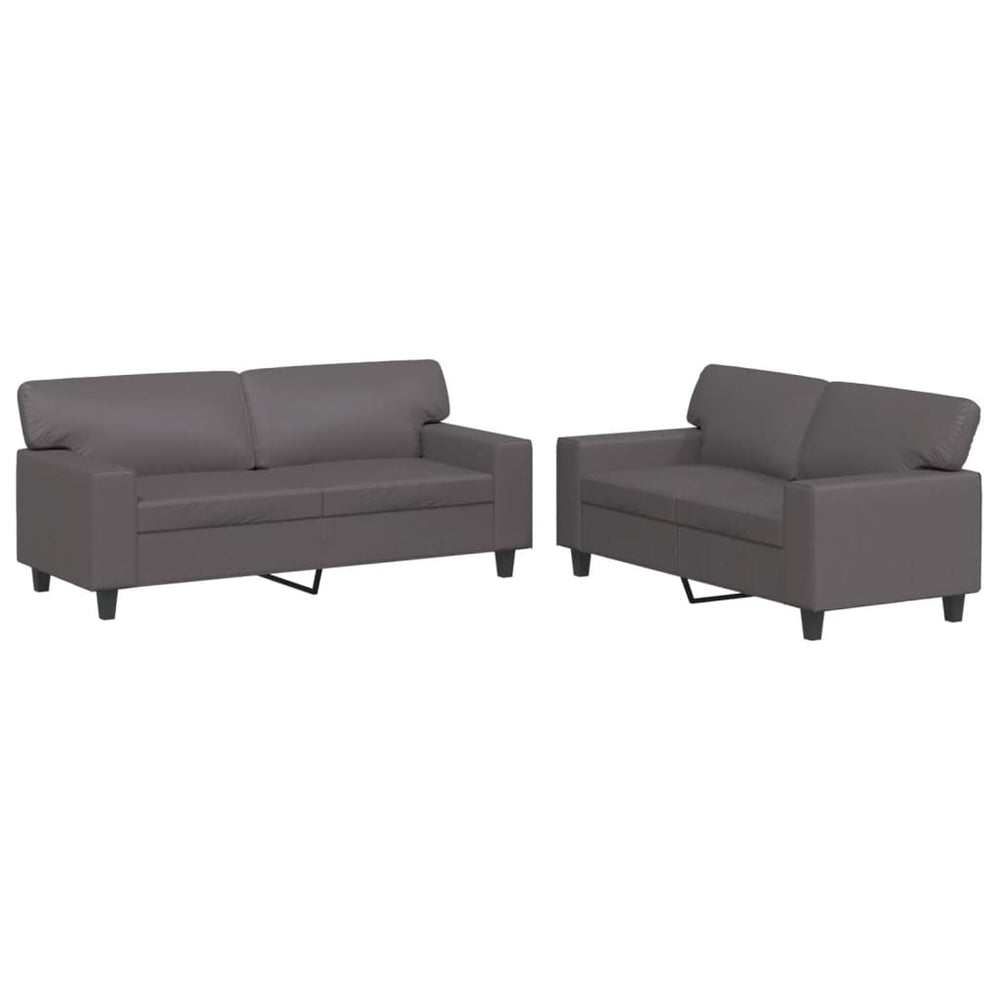 vidaXL 2-piece Sofa Set Grey Faux Leather