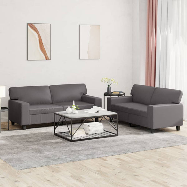 vidaXL 2-piece Sofa Set Grey Faux Leather