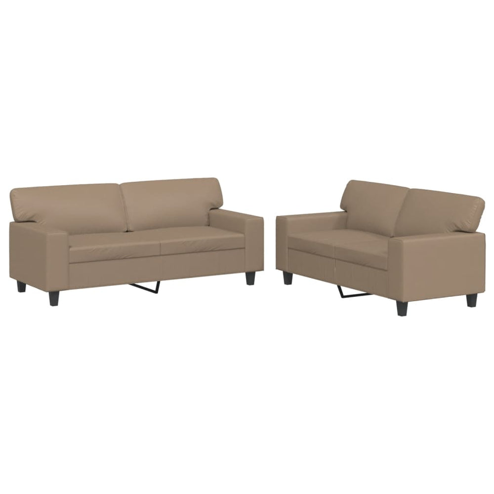 vidaXL 2-Seater Sofa Set Cappuccino Brown Faux Leather