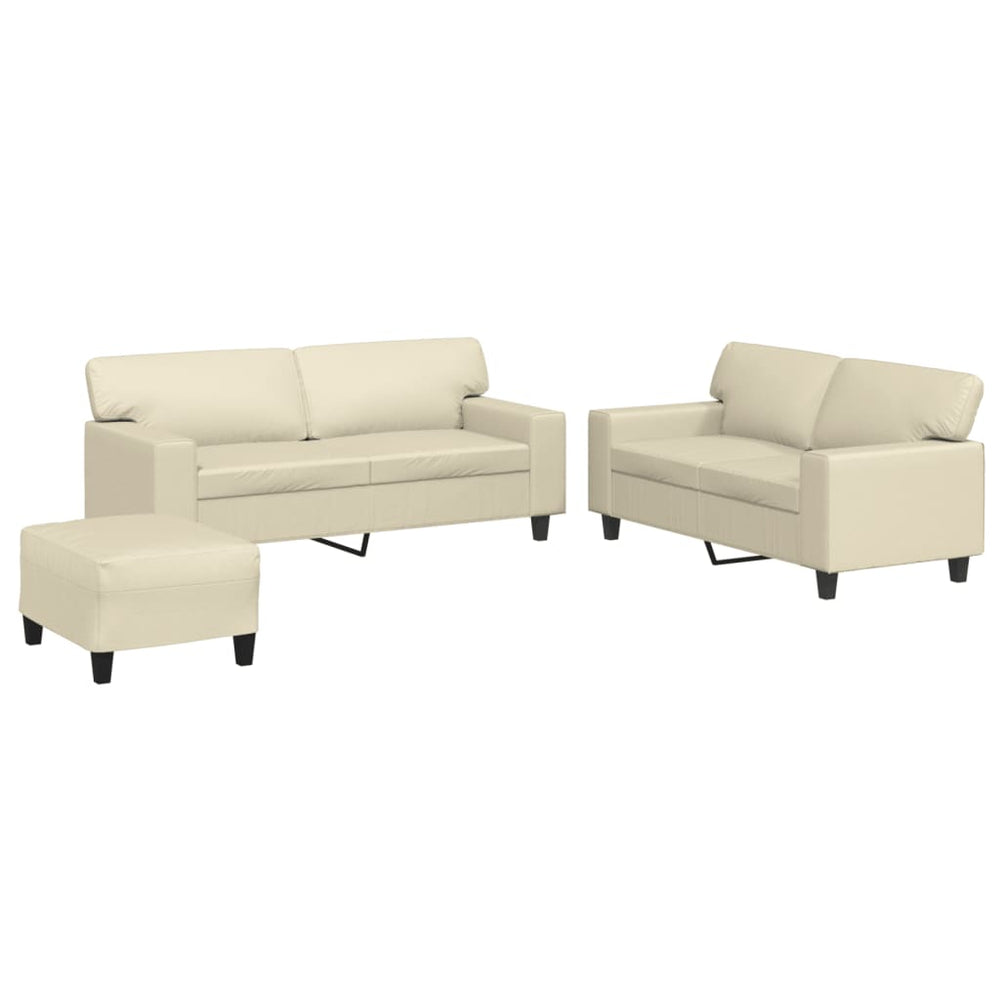 vidaXL 3-Piece Sofa Set Cream Artificial Leather