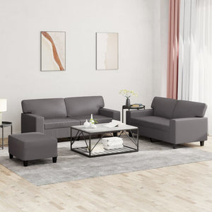 vidaXL 3-Piece Sofa Set Grey Faux Leather
