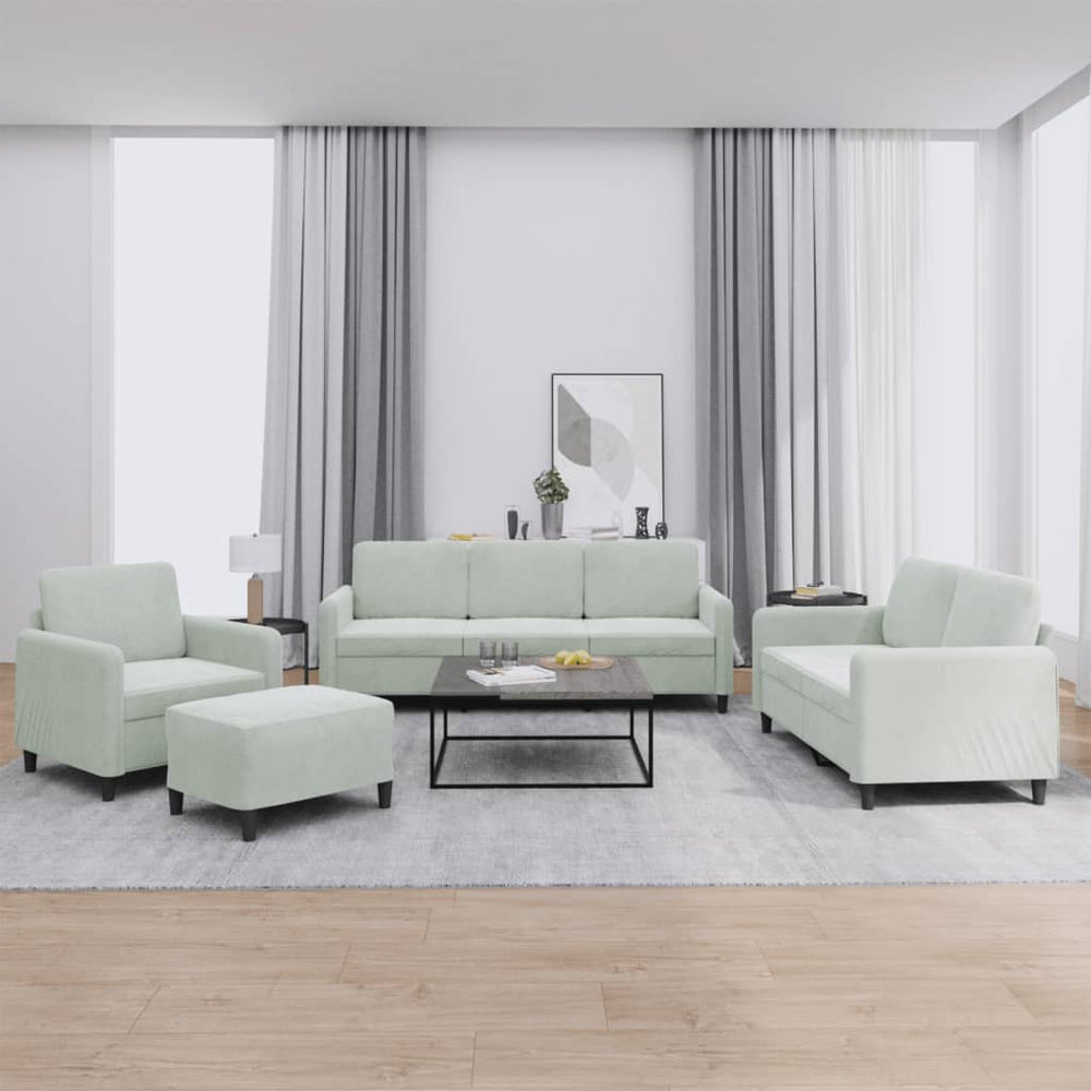 vidaXL 4-piece Sofa Set Light Grey Velvet