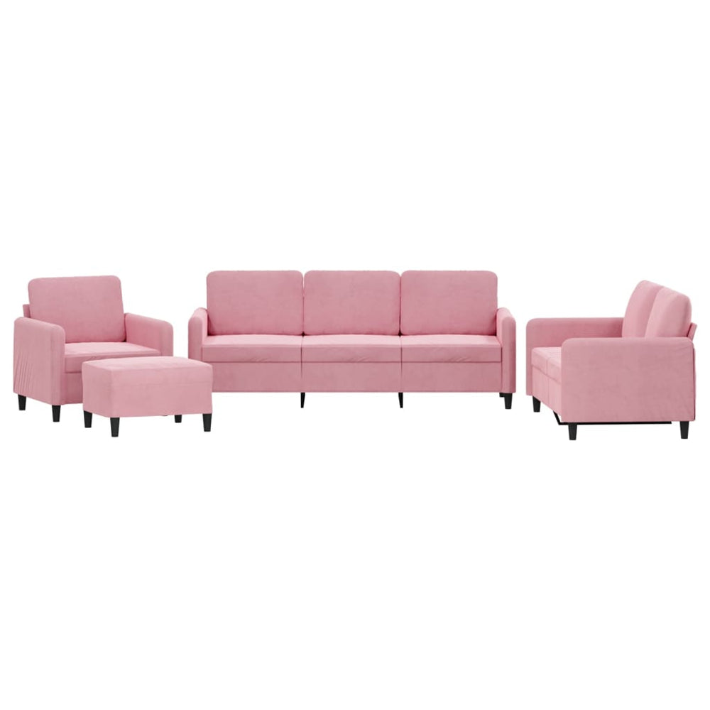 vidaXL 4-Piece Sofa Set Pink Velvet
