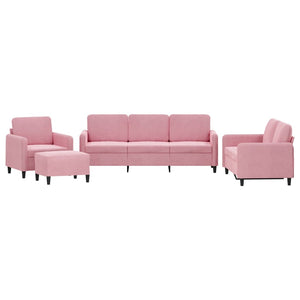 vidaXL 4-Piece Sofa Set Pink Velvet