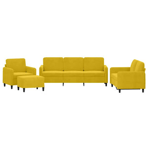 vidaXL 4-Piece Sofa Set Yellow Velvet