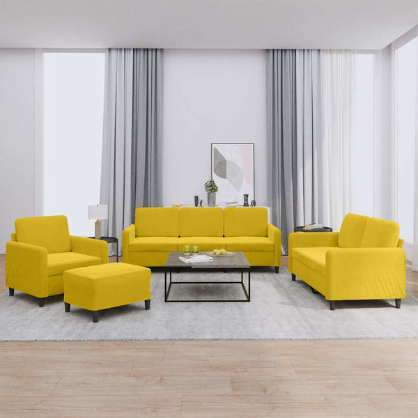 vidaXL 4-Piece Sofa Set Yellow Velvet