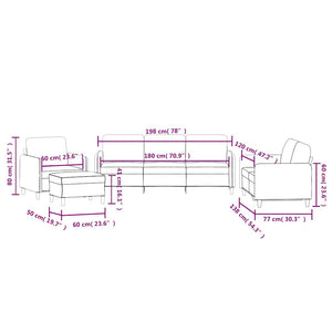 vidaXL 4-Piece Sofa Set Blue Velvet