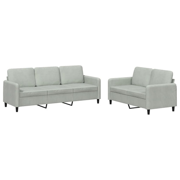 vidaXL 2-piece Sofa Set Light Grey Velvet