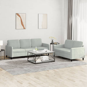vidaXL 2-piece Sofa Set Light Grey Velvet
