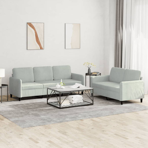 vidaXL 2-piece Sofa Set Light Grey Velvet