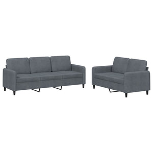 vidaXL 2-piece Sofa Set Dark Grey Velvet