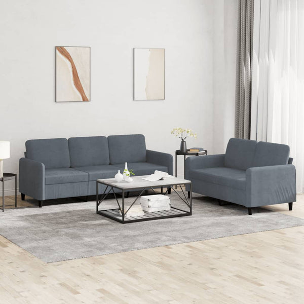 vidaXL 2-piece Sofa Set Dark Grey Velvet
