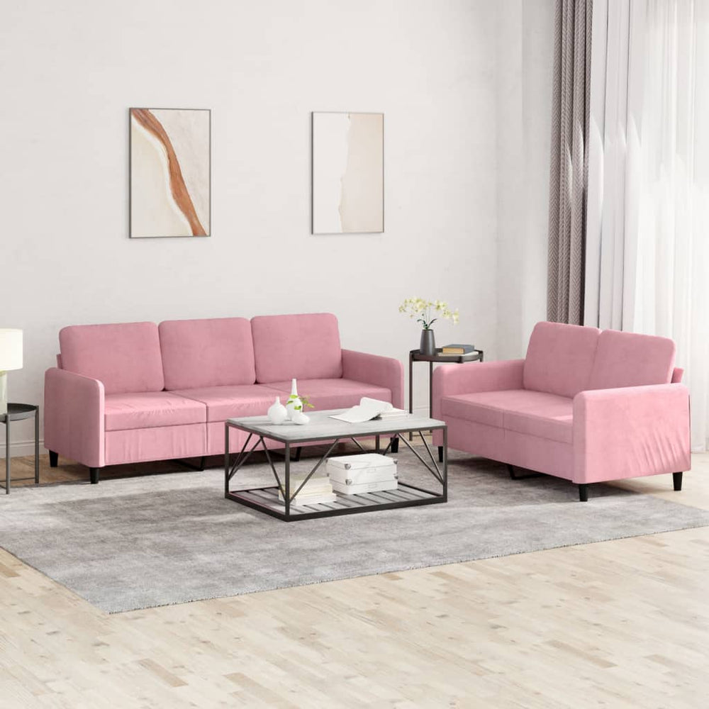 vidaXL 2-Piece Sofa Set Pink Velvet
