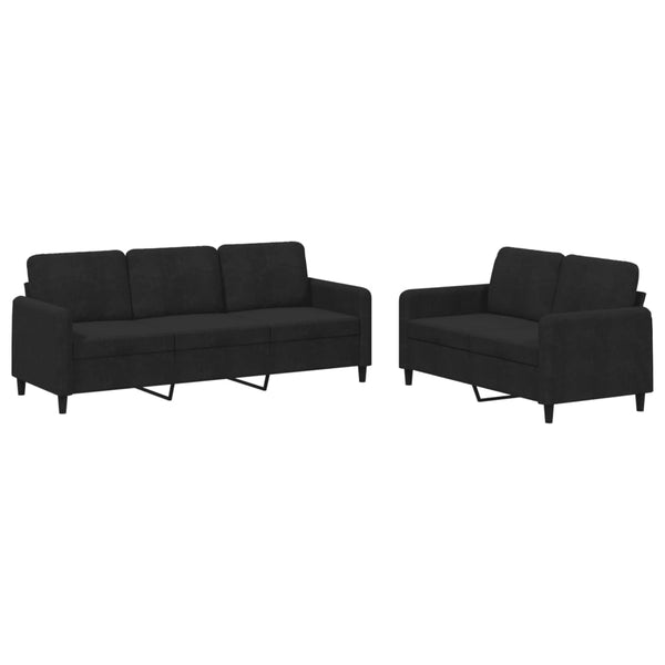 vidaXL 2-Piece Sofa Set Black Velvet