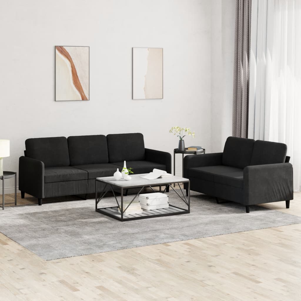vidaXL 2-Piece Sofa Set Black Velvet