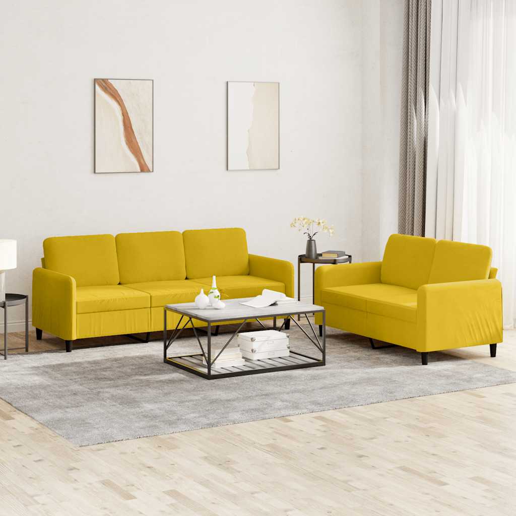 vidaXL 2-Seater Sofa Set Yellow Velvet