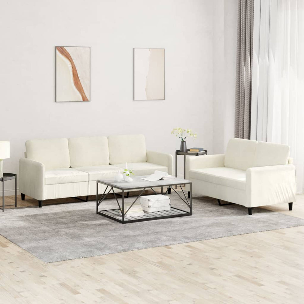vidaXL 2-Piece Sofa Set Cream Velvet