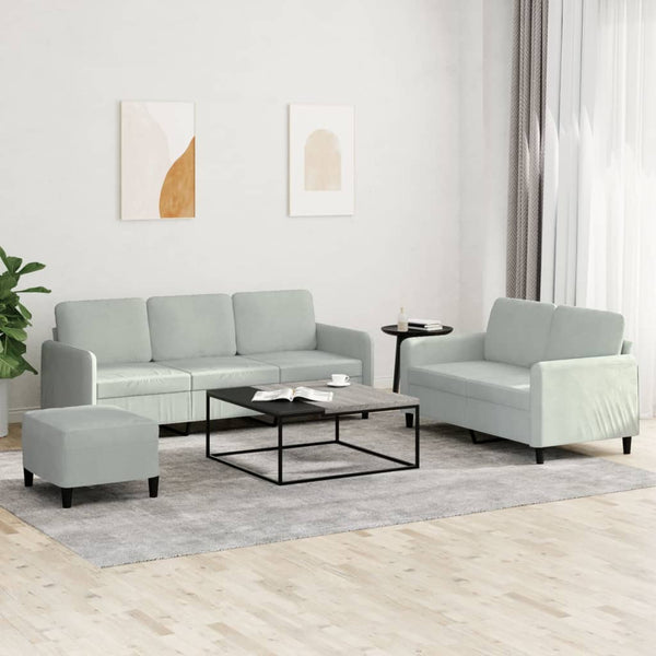 vidaXL 3-Piece Sofa Set Light Grey Velvet