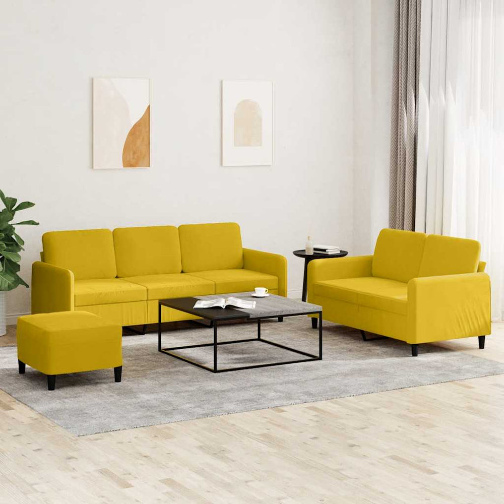 vidaXL 3-Piece Sofa Set Yellow Velvet