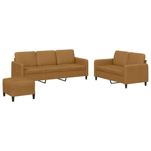 vidaXL 3-Piece Sofa Set Brown Velvet