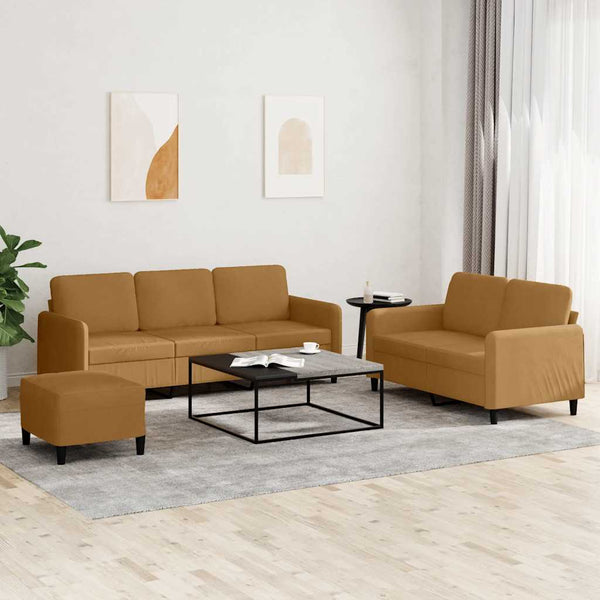 vidaXL 3-Piece Sofa Set Brown Velvet