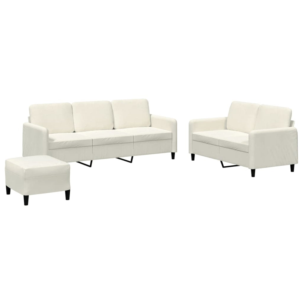 vidaXL 3-Piece Sofa Set Cream Velvet