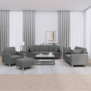 vidaXL 4-Piece Sofa Set with Cushions Dark Gray Fabric