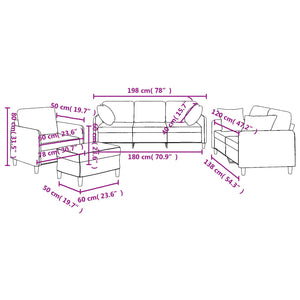 vidaXL 4-Piece Sofa Set with Cushions Cream Fabric