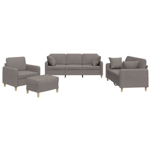 vidaXL 4-Seater Sofa Set with Cushions Taupe Fabric