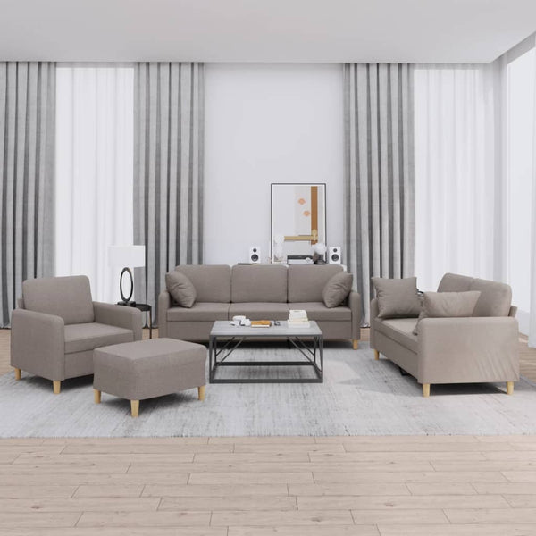 vidaXL 4-Seater Sofa Set with Cushions Taupe Fabric