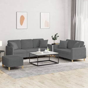 vidaXL 3-Piece Sofa Set with Cushions Dark Gray Fabric