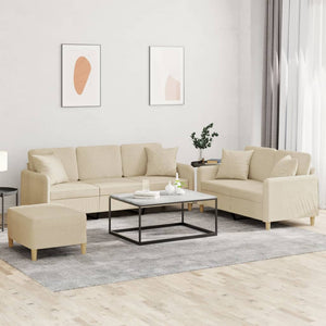 vidaXL 3-Piece Sofa Set with Cushions Cream Fabric