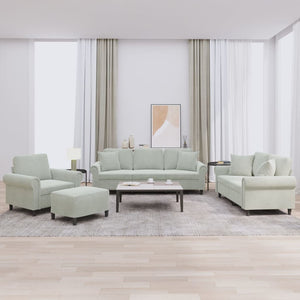 vidaXL 4-Piece Sofa Set with Cushions Light Gray Velvet
