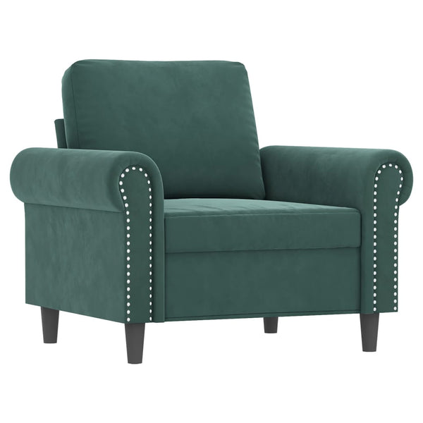 vidaXL 4-Piece Sofa Set with Cushions Dark Green Velvet