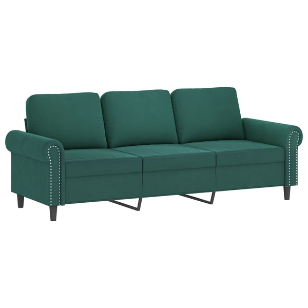 vidaXL 4-Piece Sofa Set with Cushions Dark Green Velvet