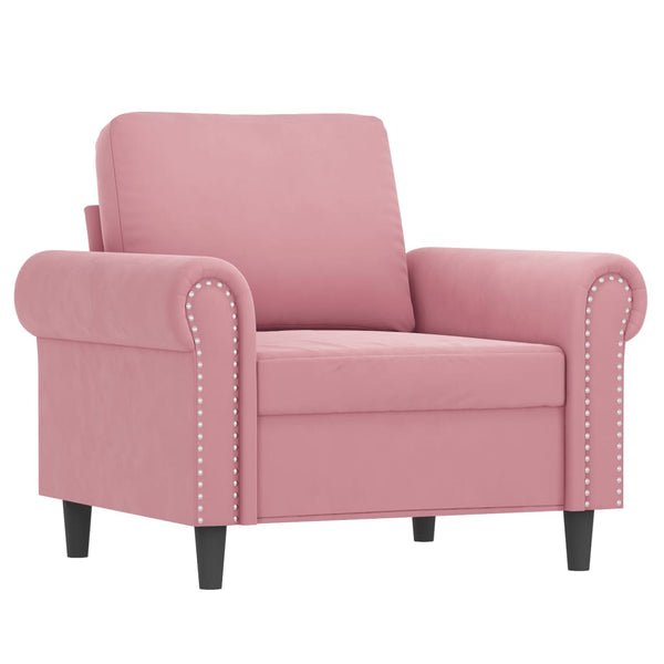 vidaXL 4-Piece Sofa Set with Cushions Pink Velvet