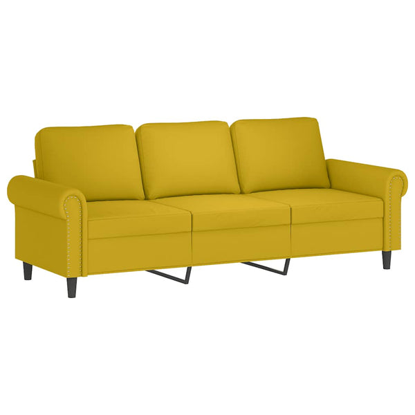 vidaXL 4-Piece Sofa Set with Cushions Yellow Velvet