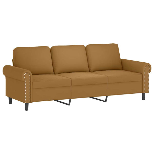 vidaXL 3-Piece Sofa Set with Cushions Brown Velvet