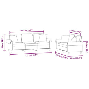vidaXL 2-piece Sofa Set with Cushions Dark Green Velvet