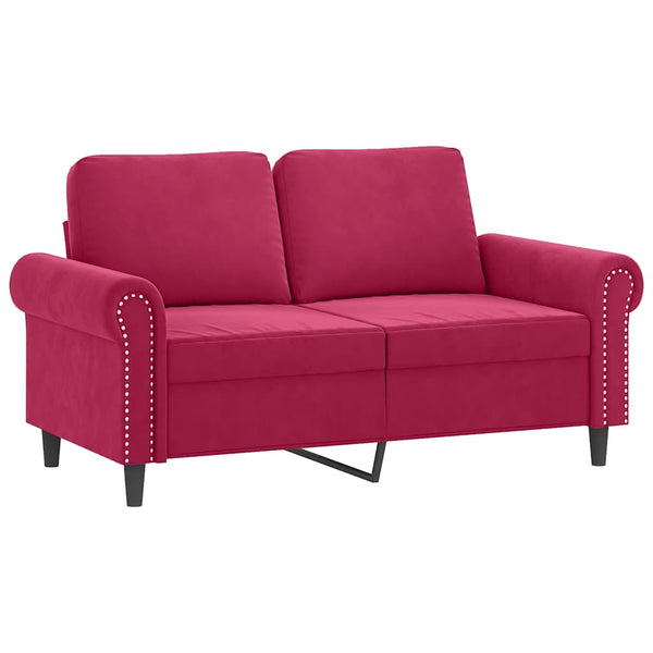 vidaXL 2-Piece Sofa Set with Cushions Wine Red Velvet